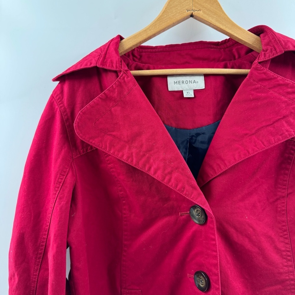 Merona Red Button-Up Coat Size XL NWT Flattering Fall/Winter Layer - Picture 4 of 7